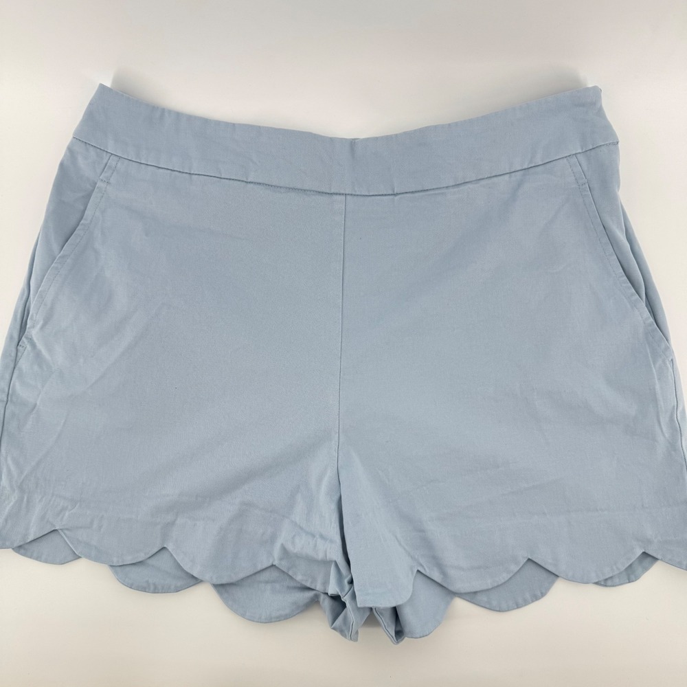 Blue Rain Scalloped Hem‎ Shorts Baby Blue Size L Cotton Spandex Casual